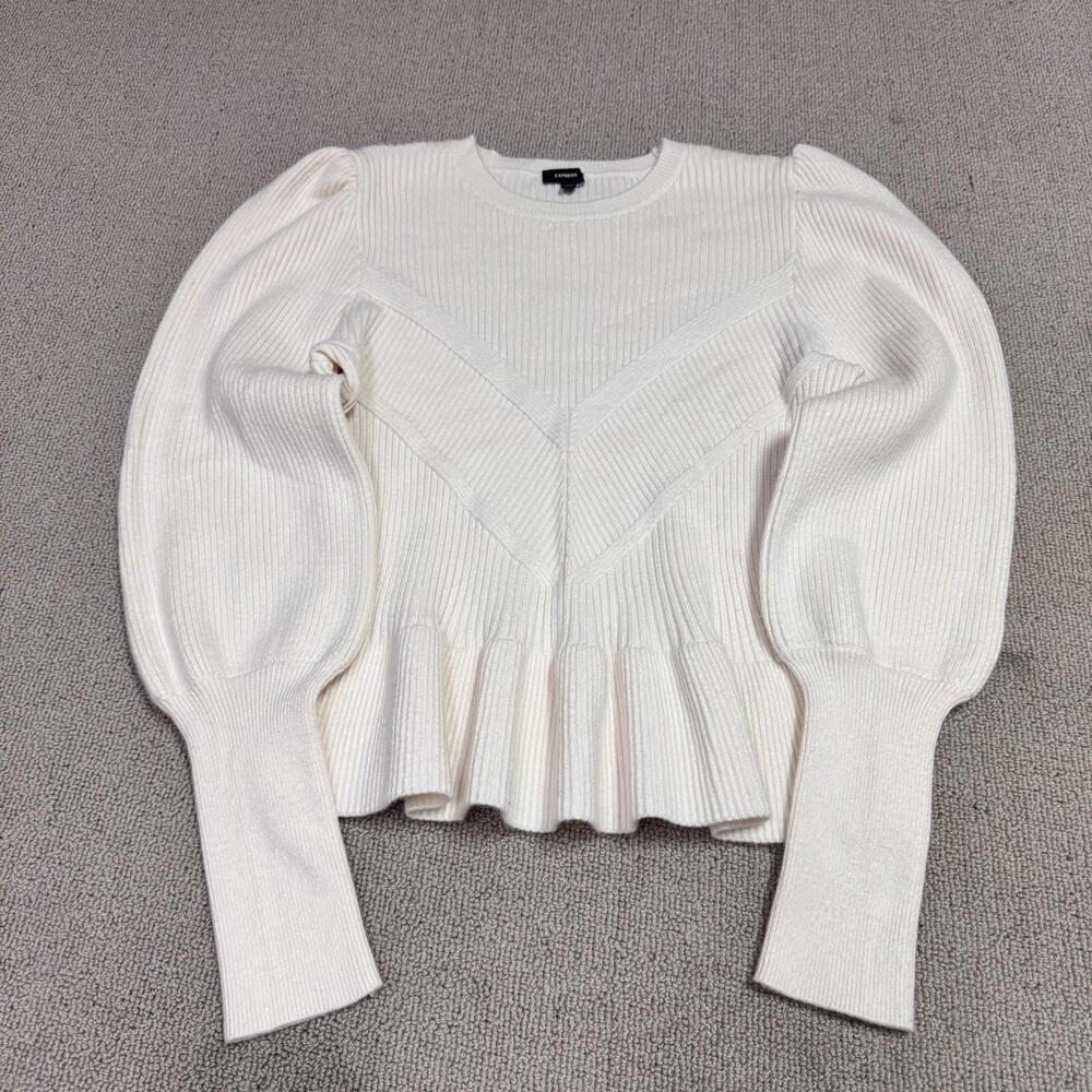 Express White Ribbed Sweater